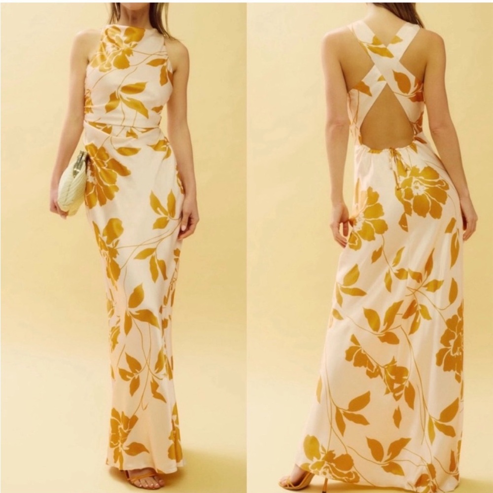 NEW size 2 Reformation Anaiis Silk Maxi Dress in Maracuya - Picture 2 of 5